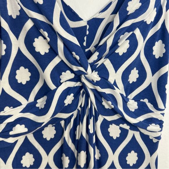 Boden Blue White Geometric Twist Front Jersey Maxi Dress Size 4 - Picture 7 of 16